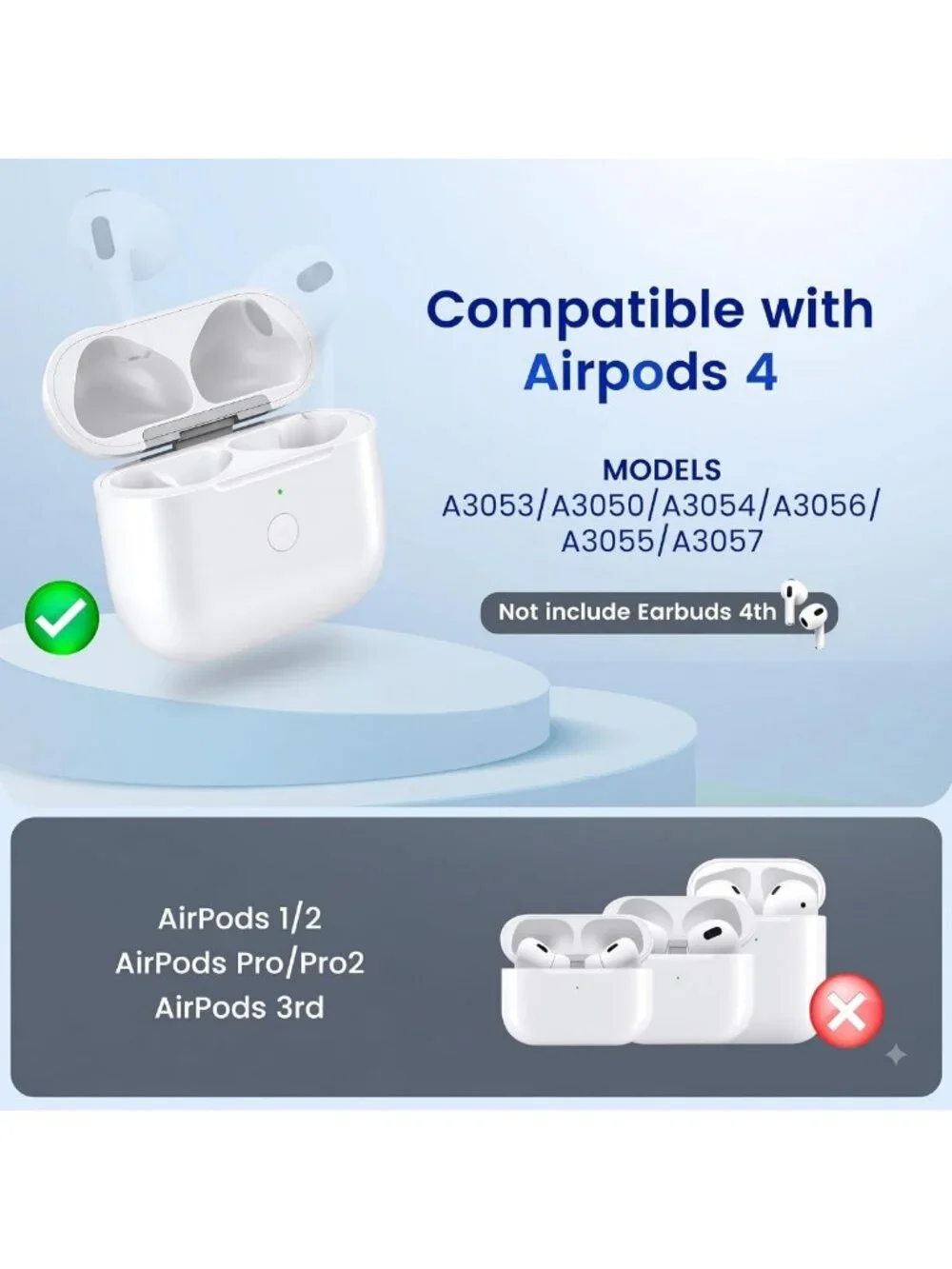 Wireless Charging Case Replacement for AirPods 4 - Durable & Lightweight Design